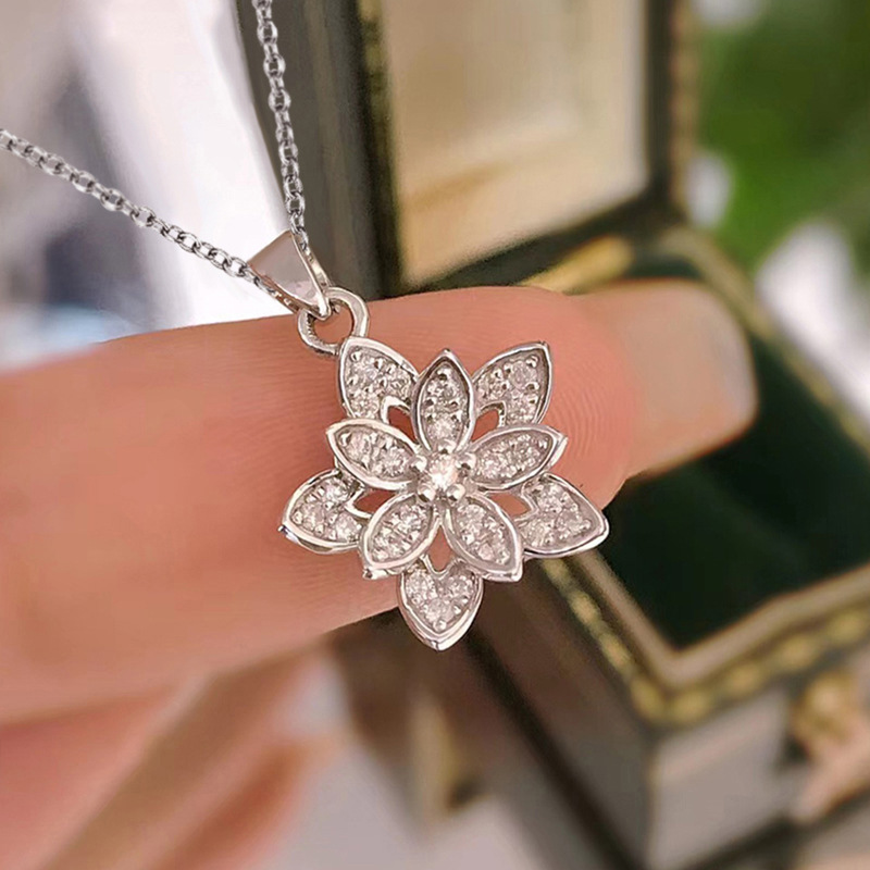 Birth Flower Necklace - สร้อยคอเงินแท้ 925 รูปดอกไม้ ดีไซน์เก๋ รูปทรงเรขาคณิต จี้ห้อยคอ