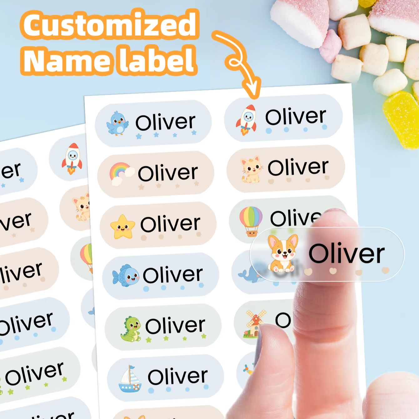 สติกเกอร์ชื่อการ์ตูนแบบกำหนดเอ - Personalised Candle Label บทวิจารณ์และราคา