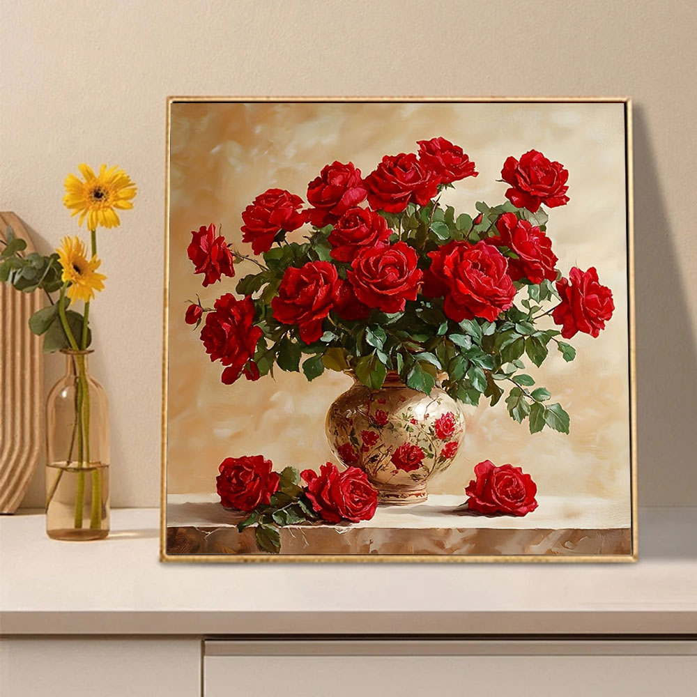 ภาพวาดเพชรรูปดอกกุหลาบ แบบเต็ม - Photo Mosaic Print บทวิจารณ์และราคา