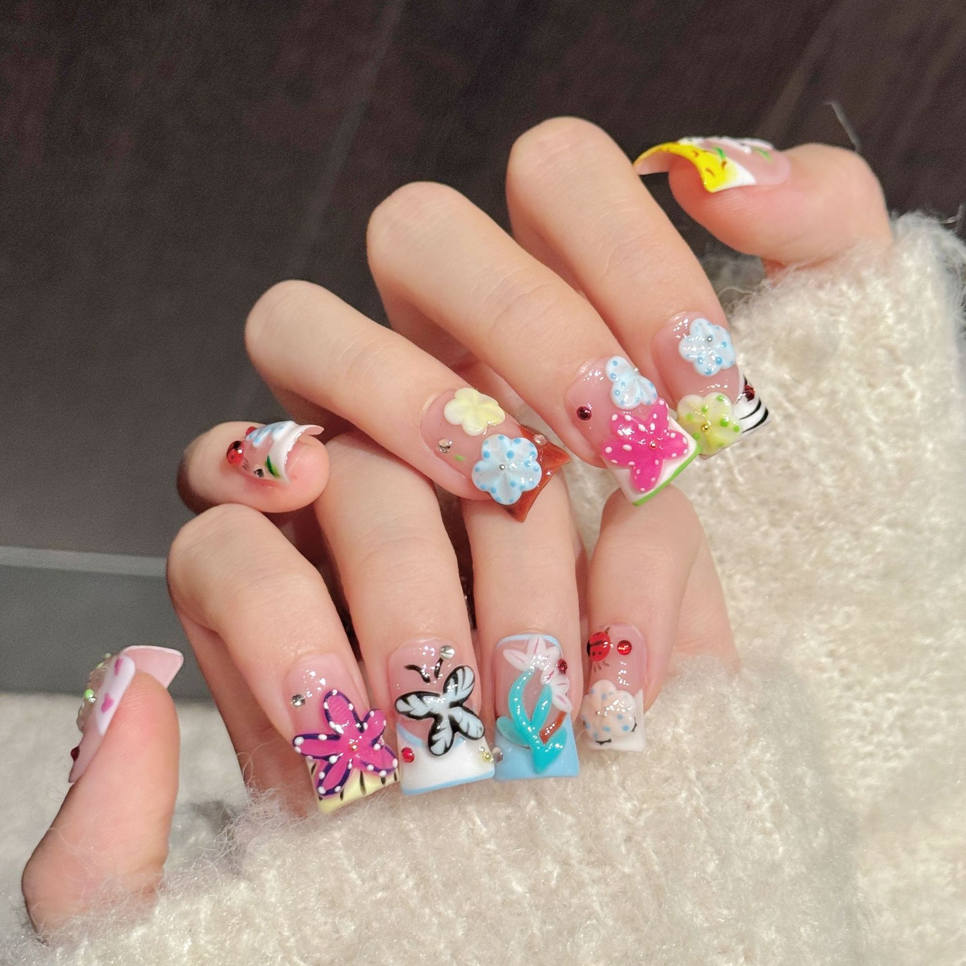เล็บปลอมแบบกดติดลายเป็ดทำมือ 1 - Pressed Flower Art บทวิจารณ์และราคา