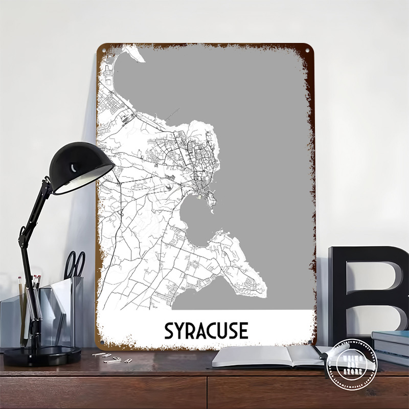 โปสเตอร์โลหะแผนที่เมืองซีราคิว - Custom Map Poster บทวิจารณ์และราคา