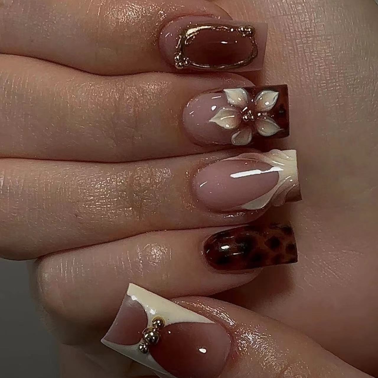 เล็บปลอมทรงเหลี่ยมสั้นสำหรับผู - Pressed Flower Art บทวิจารณ์และราคา